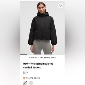 New Lululemon insulated hooded jacket